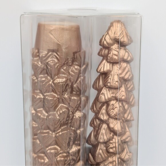 Gold Christmas Tree Taper Candles Unscented (4) 10" Metallic Holiday Decor Pine - Picture 2 of 6